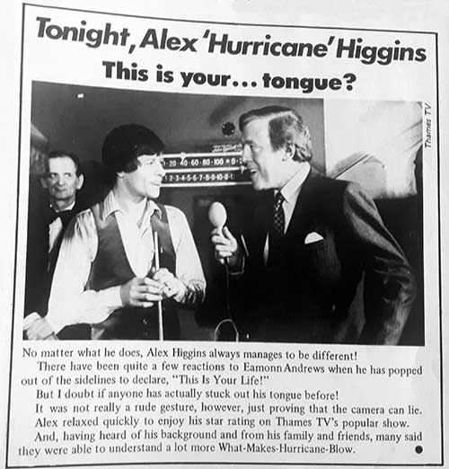 Pot Black article: Alex Higgins This Is Your Life