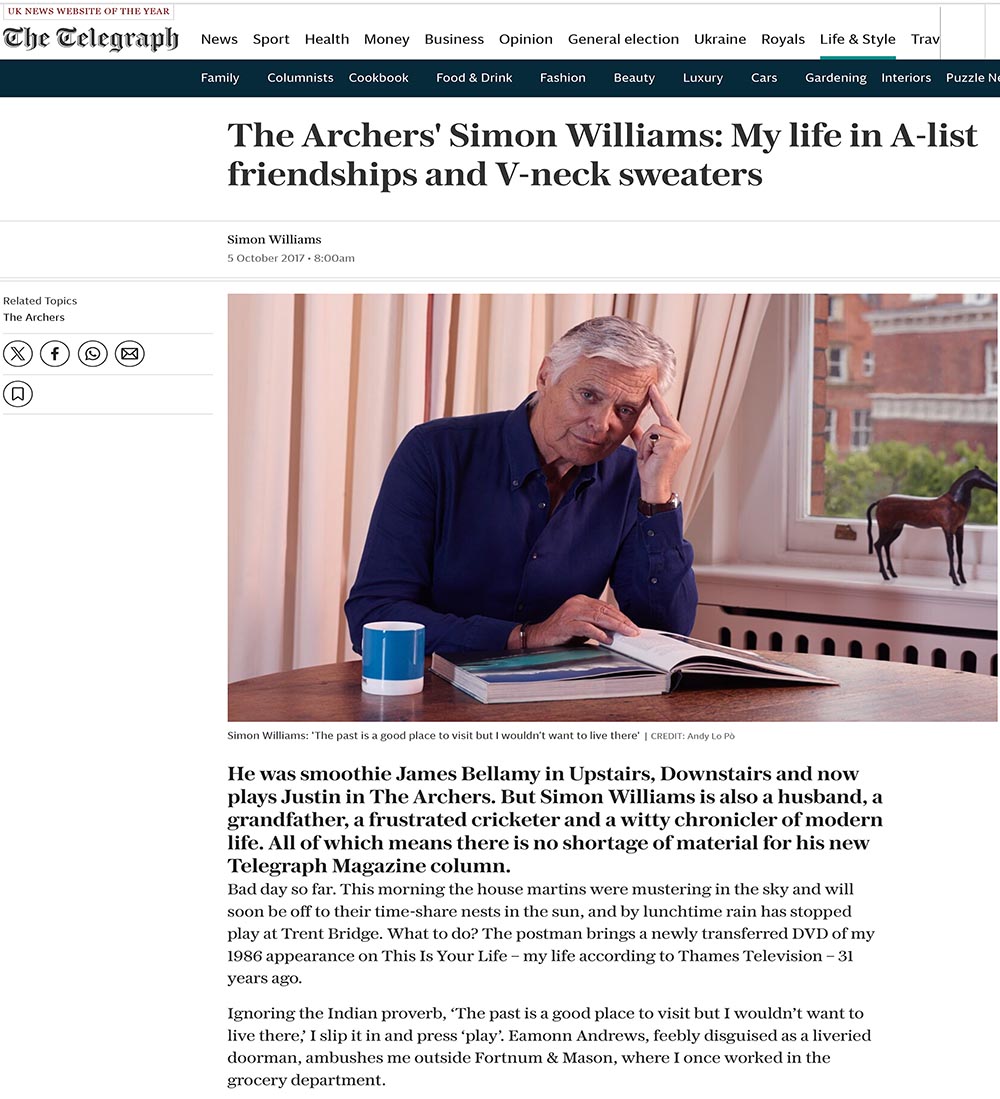 This Is Your Life: Simon Williams The Telegraph article